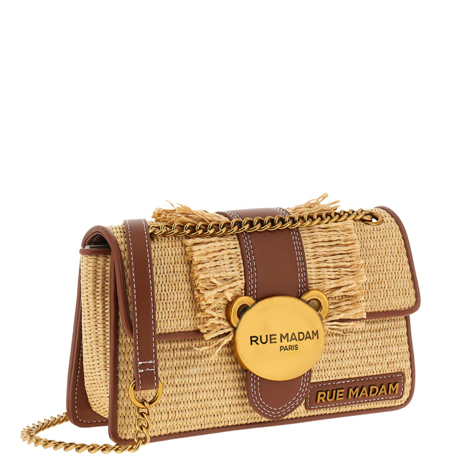 Rue Madam Paris - Borsa a Tracolla in paglia, Marrone
