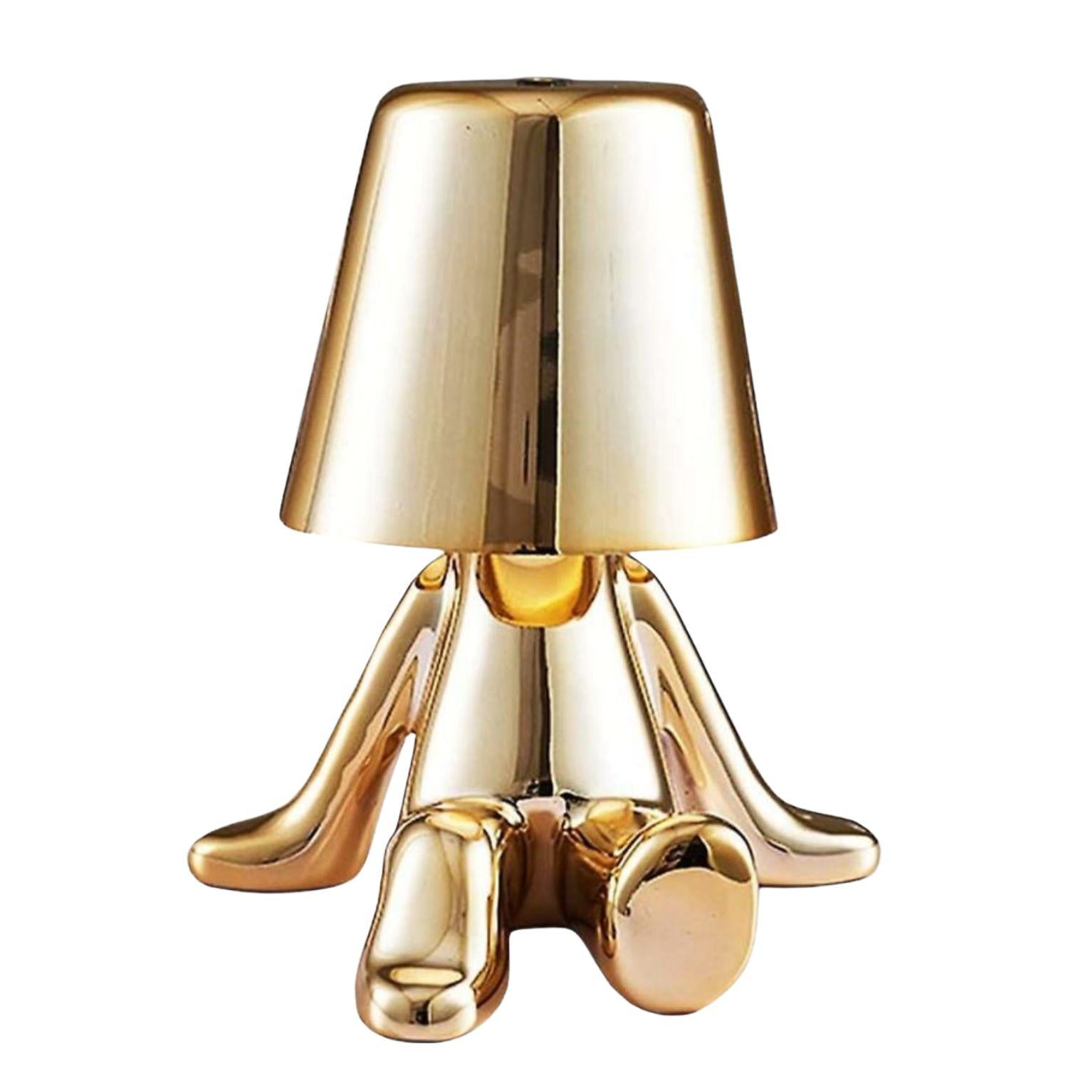 Sbam Design - Mr Bucket lampada da tavolo uomo seduto relax, Oro