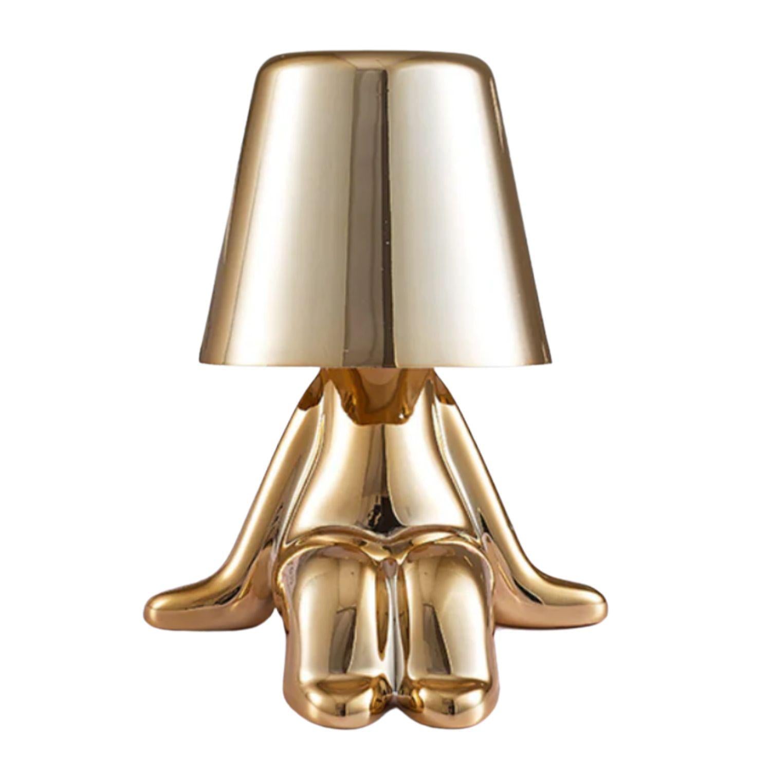 Sbam Design - Mr Bucket lampada da tavolo uomo seduto, Oro