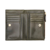 Portafogli in pelle donna con zip Isabella, Verde Scuro