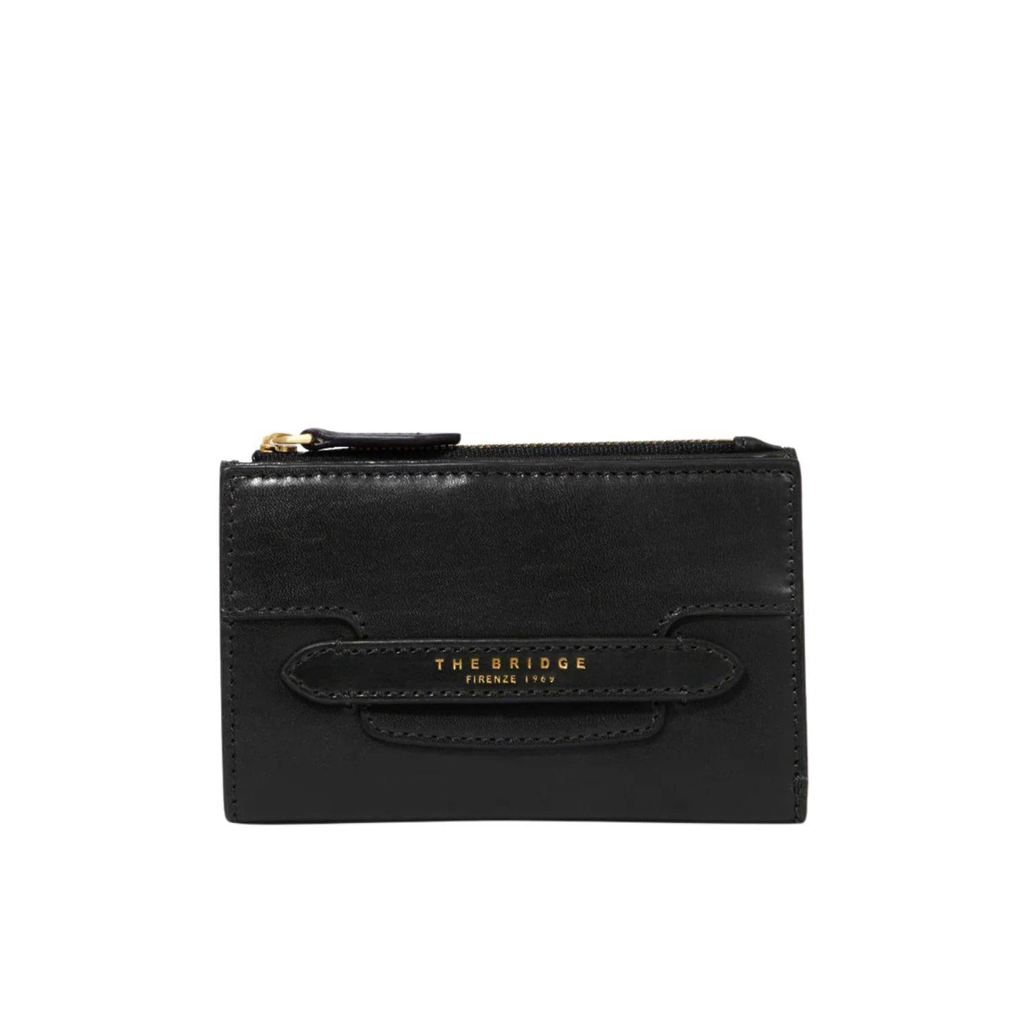 The Bridge - Portafogli in pelle donna piccolo con portamonete linea Lucrezia, Nero