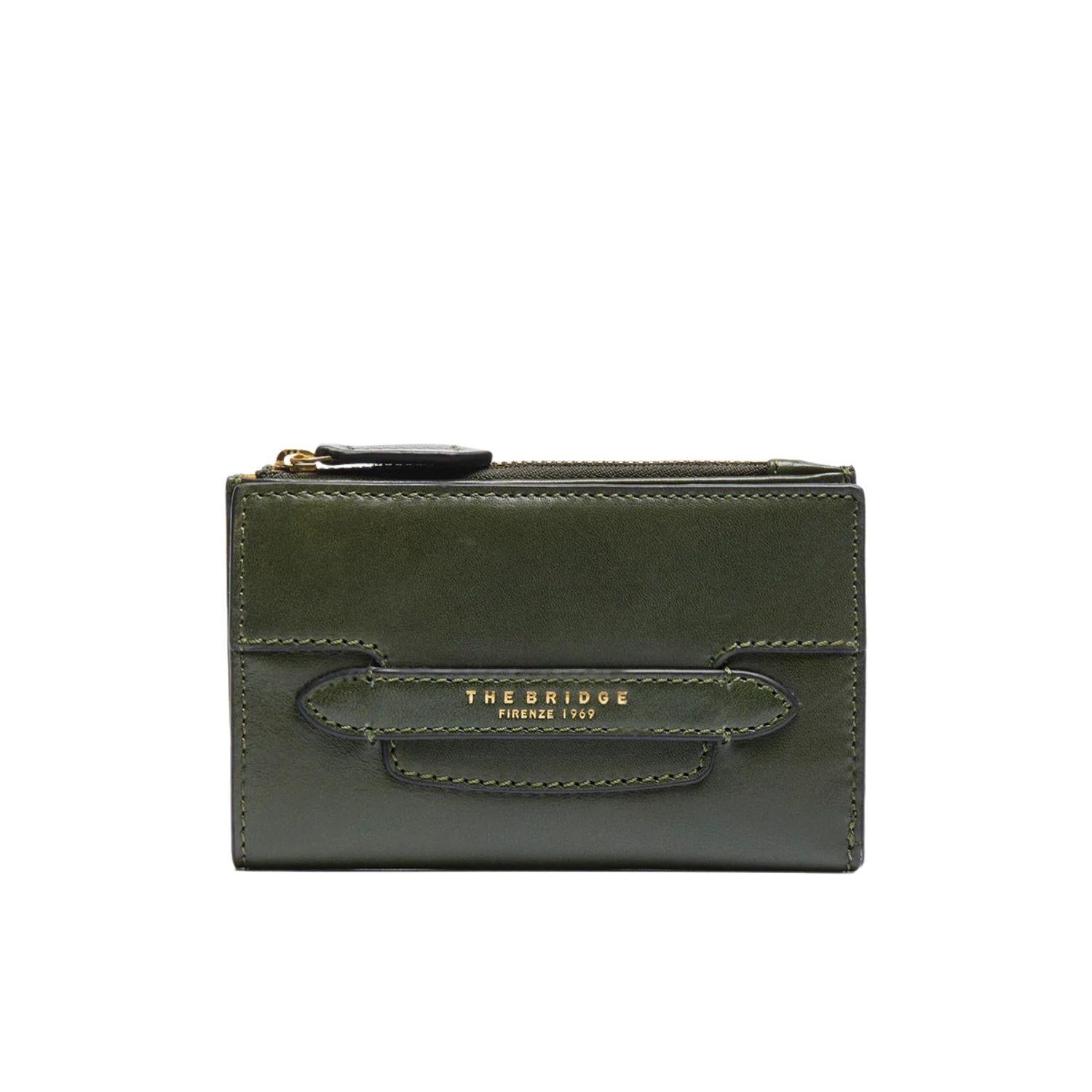 The Bridge - Portafogli in pelle donna piccolo con portamonete linea Lucrezia, Verde