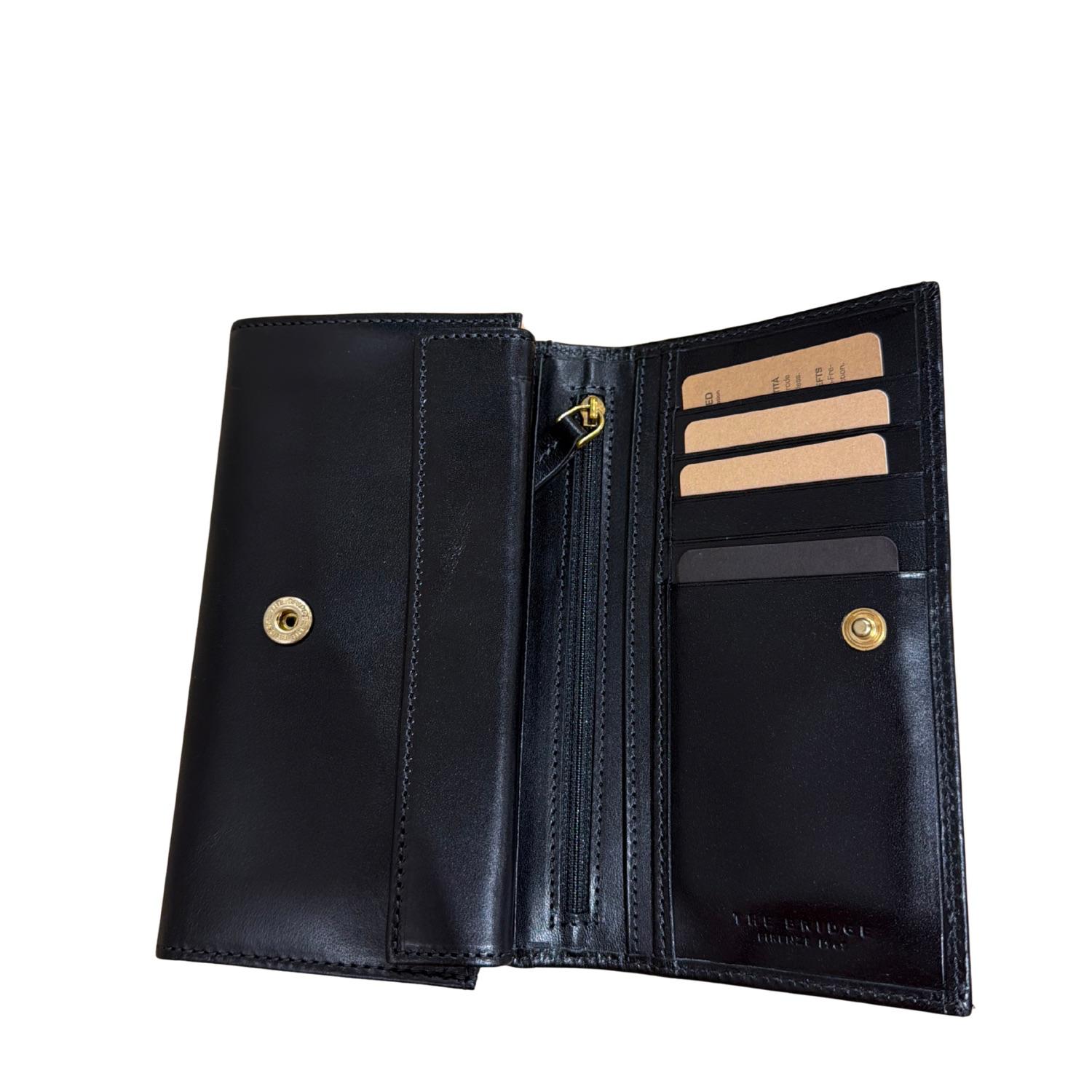 The Bridge - Portafoglio medio con bottoner in pelle, Nero