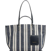 The Bridge - Borsa Shopper in tessuto e pelle linea Luna, Righe Blu