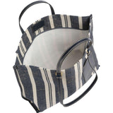The Bridge - Borsa Shopper in tessuto e pelle linea Luna, Righe Blu