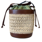 The bridge - Borsa Secchiello in Paglia e Cuoio Linea Luna SS26 con Coulisse, Beige