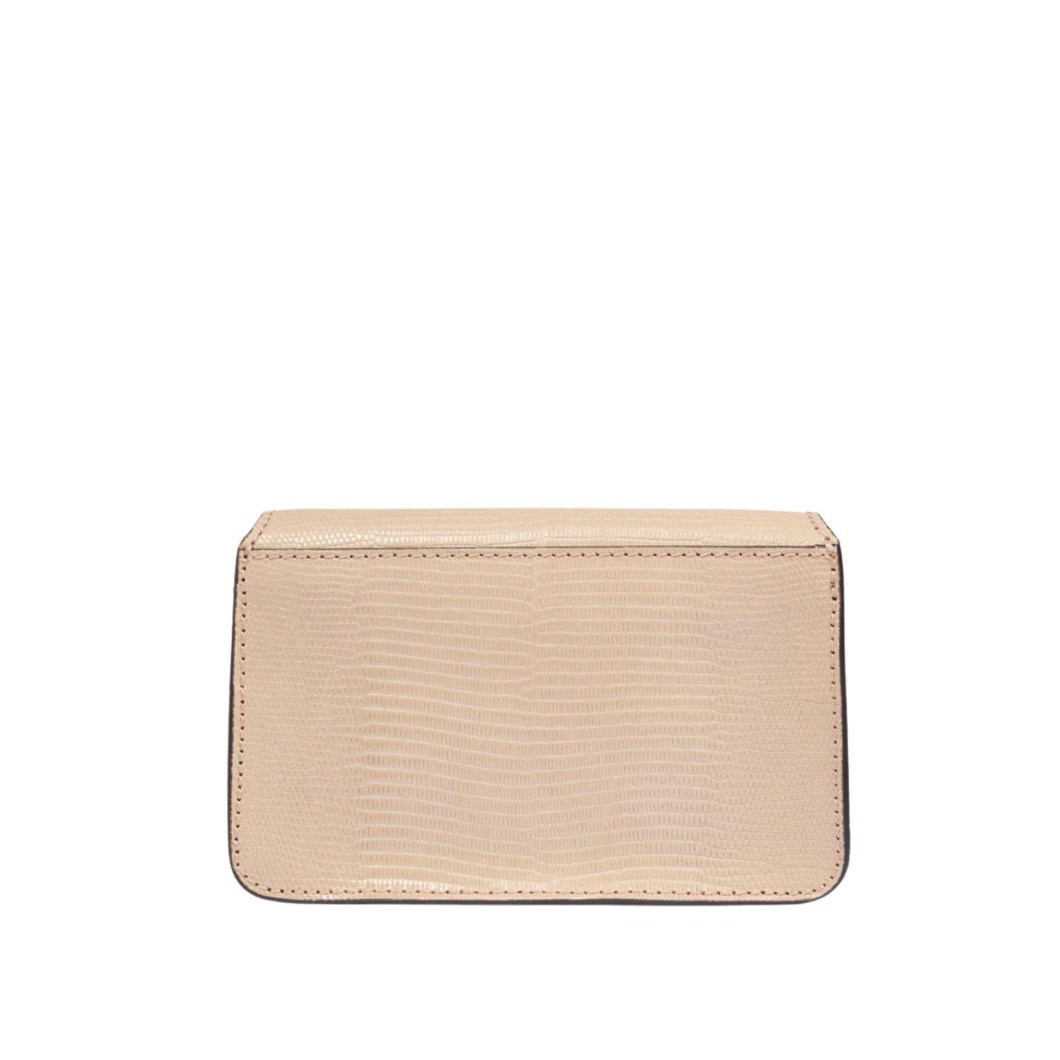 The Bridge - Borsa tracolla pelle con catena stampa lizard Lucrezia Wow, Beige