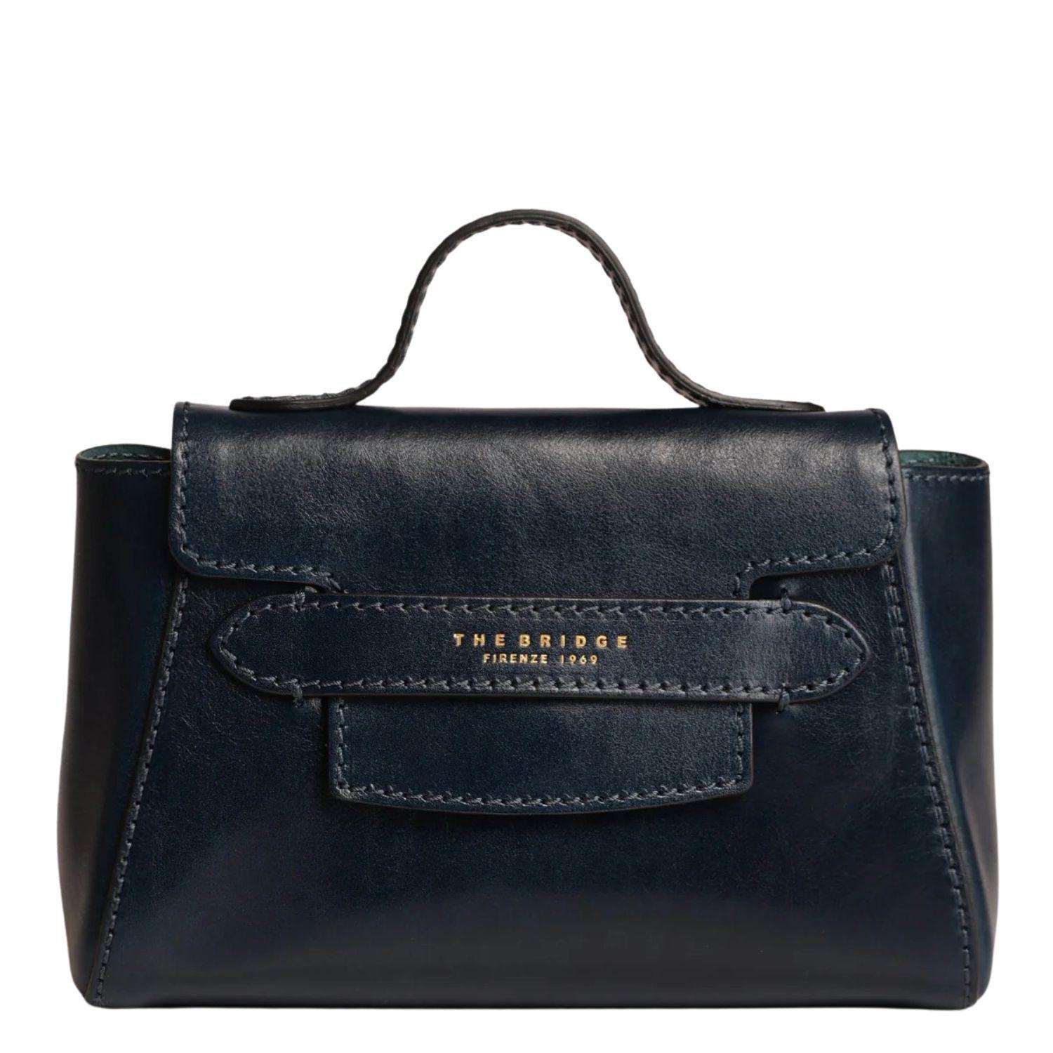The Bridge - Borsa pelle donna con tracolla removibile Lucrezia, Blu Oltremare
