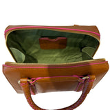 The Bridge - Bauletto in pelle con manici intrecciati, Marrone Cognac