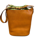 The Bridge - Borsa a secchiello in pelle con chiusura a coulisse SS26, Cognac