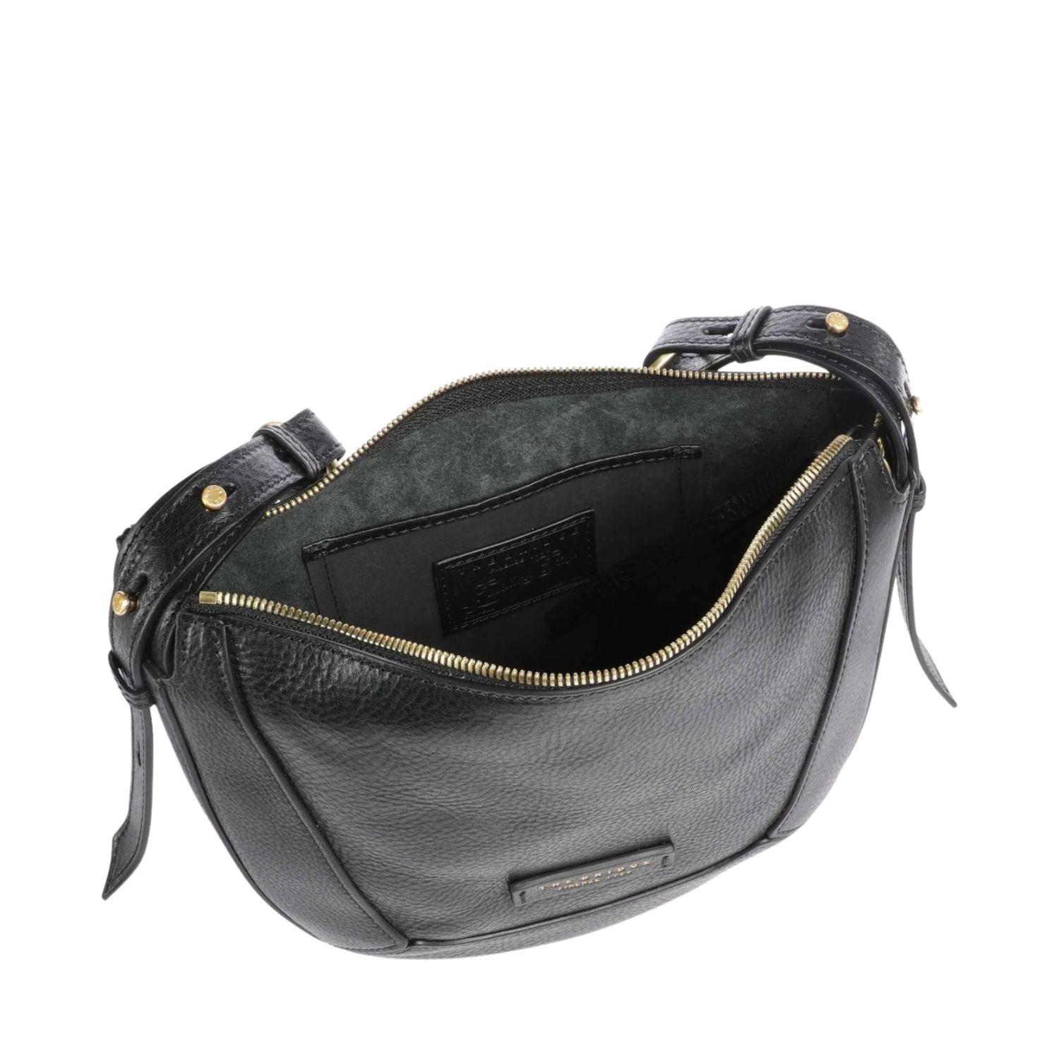 The Bridge - Borsa a tracolla Fedora in pelle di vacchetta grana, Nero