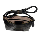 The Bridge - Borsa a Tracolla Donna in Pelle di Vitello – Linea Frida con Zip, Nero