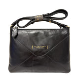 The Bridge - Borsa a Tracolla Donna in Pelle di Vitello – Linea Frida con Zip, Nero