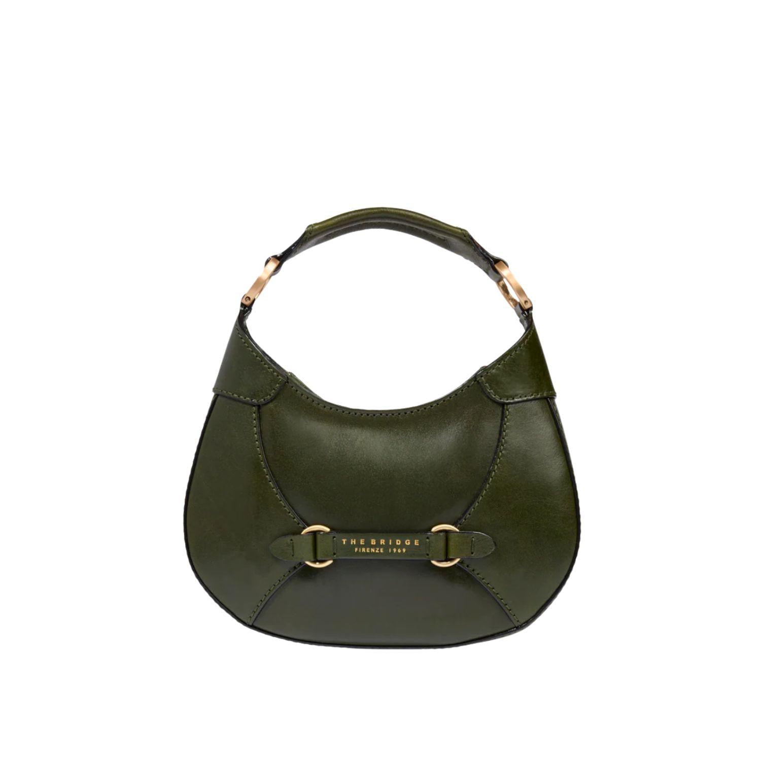 Borsa pelle donna piccola con tracolla removibile Isabella, Verde Scuro