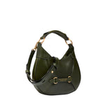 Borsa pelle donna piccola con tracolla removibile Isabella, Verde Scuro