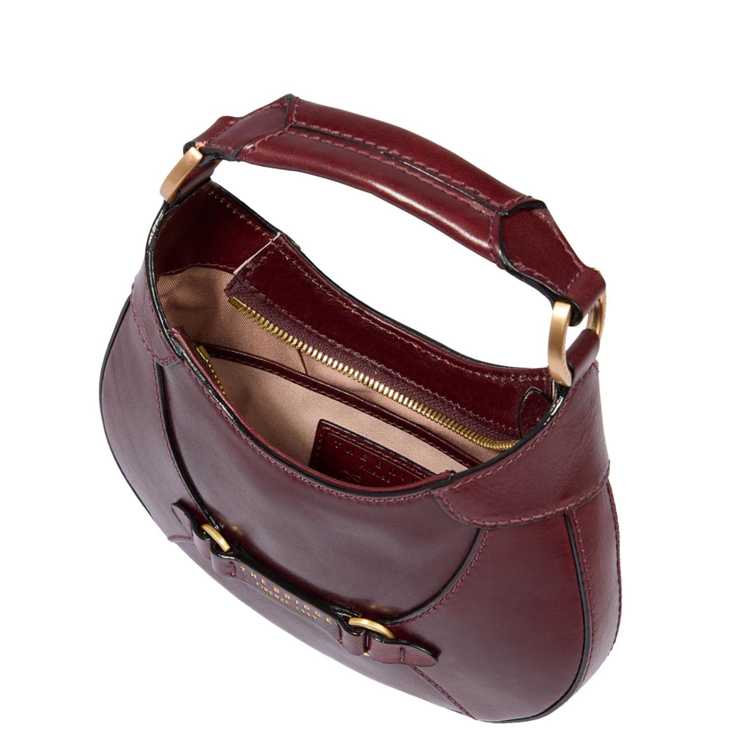 Borsa pelle donna piccola con tracolla removibile Isabella, Bordeaux