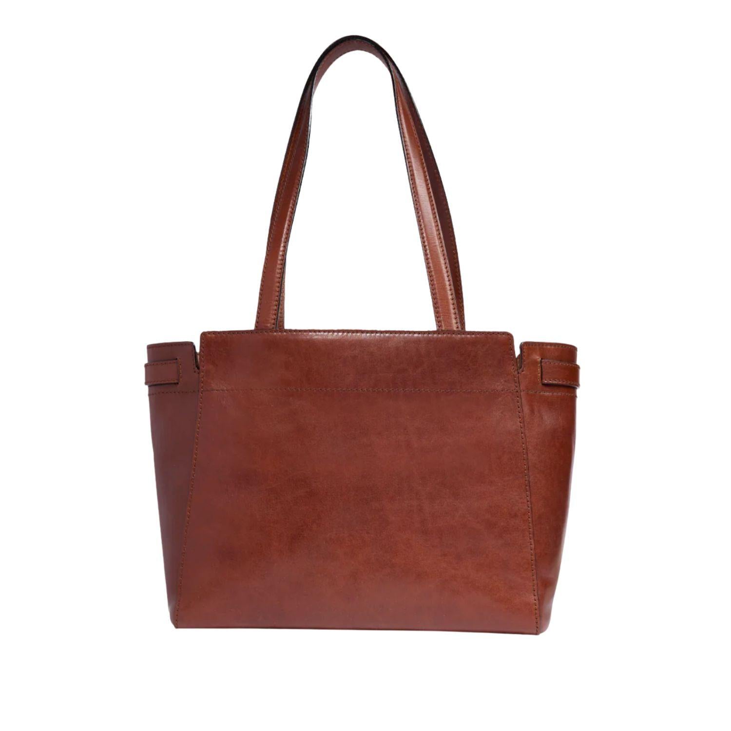 Borsa shopper in pelle Isotta, Marrone