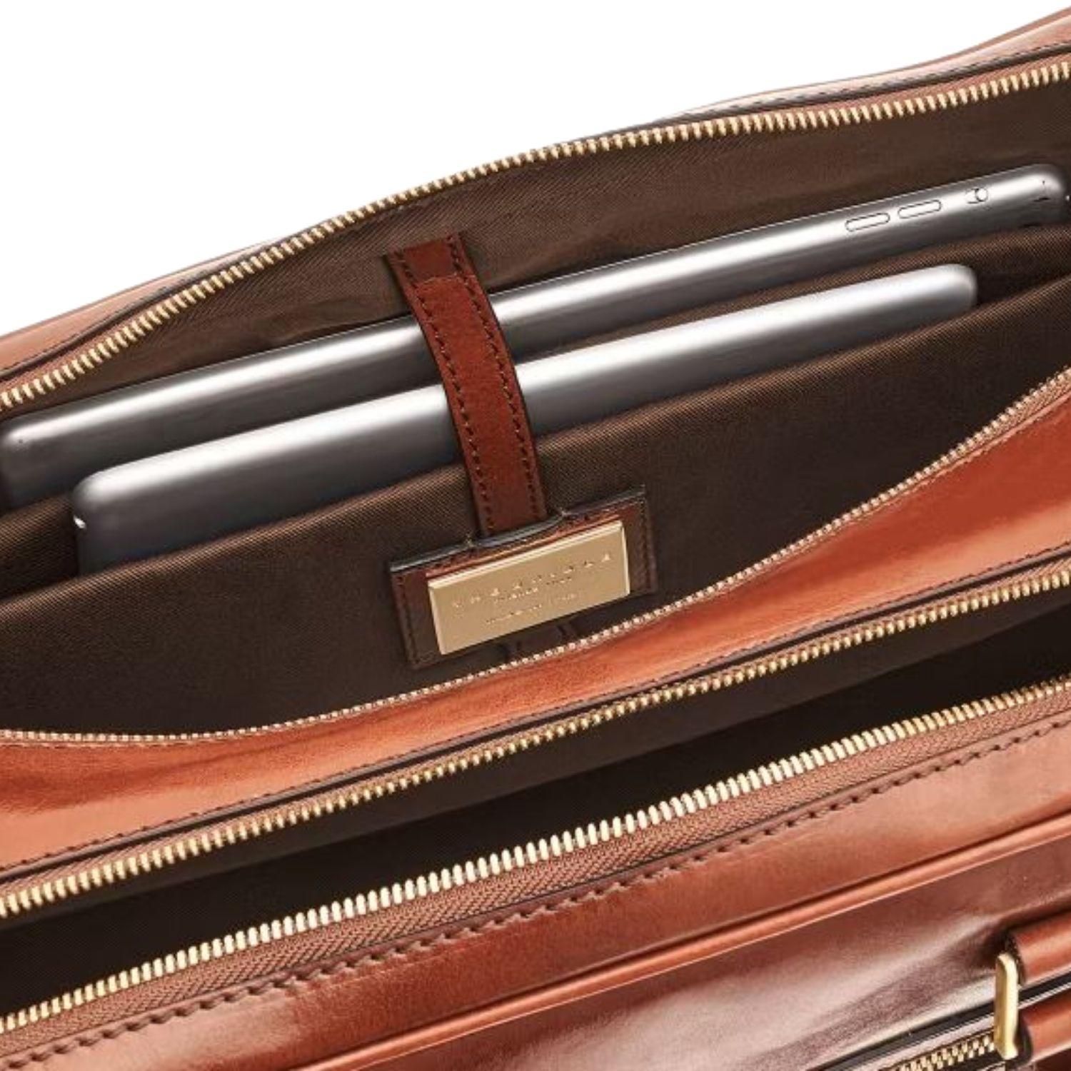 The bridge - Cartella da lavoro con doppio scomparto in pelle linea story, Marrone