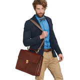 The Bridge - Cartella 1 chiusura con patta in pelle, Marrone