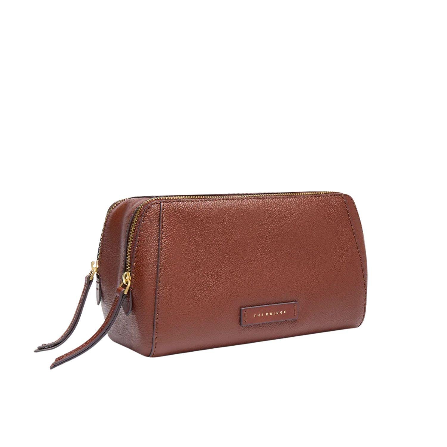 The Bridge - Beauty case doppia zip in pelle Ines, Marrone