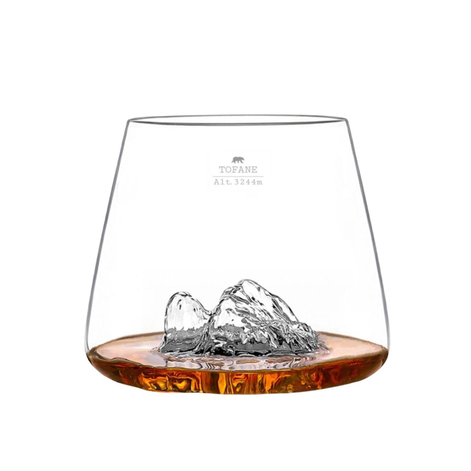 Alaskan Maker - Set di 2 bicchieri in vetro borosilicato con topografia delle Tofane e del Marmolada, Trasparente