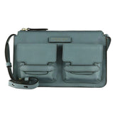 The Bridge - Borsa a tracolla linea Lucrezia con tasche esterne, Turchese