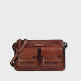 THE BRIDGE - Borsa a tracolla con zip e tasche esterne, Marrone