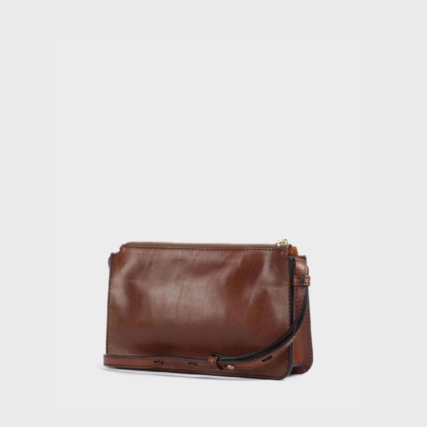 THE BRIDGE - Borsa a tracolla con zip e tasche esterne, Marrone