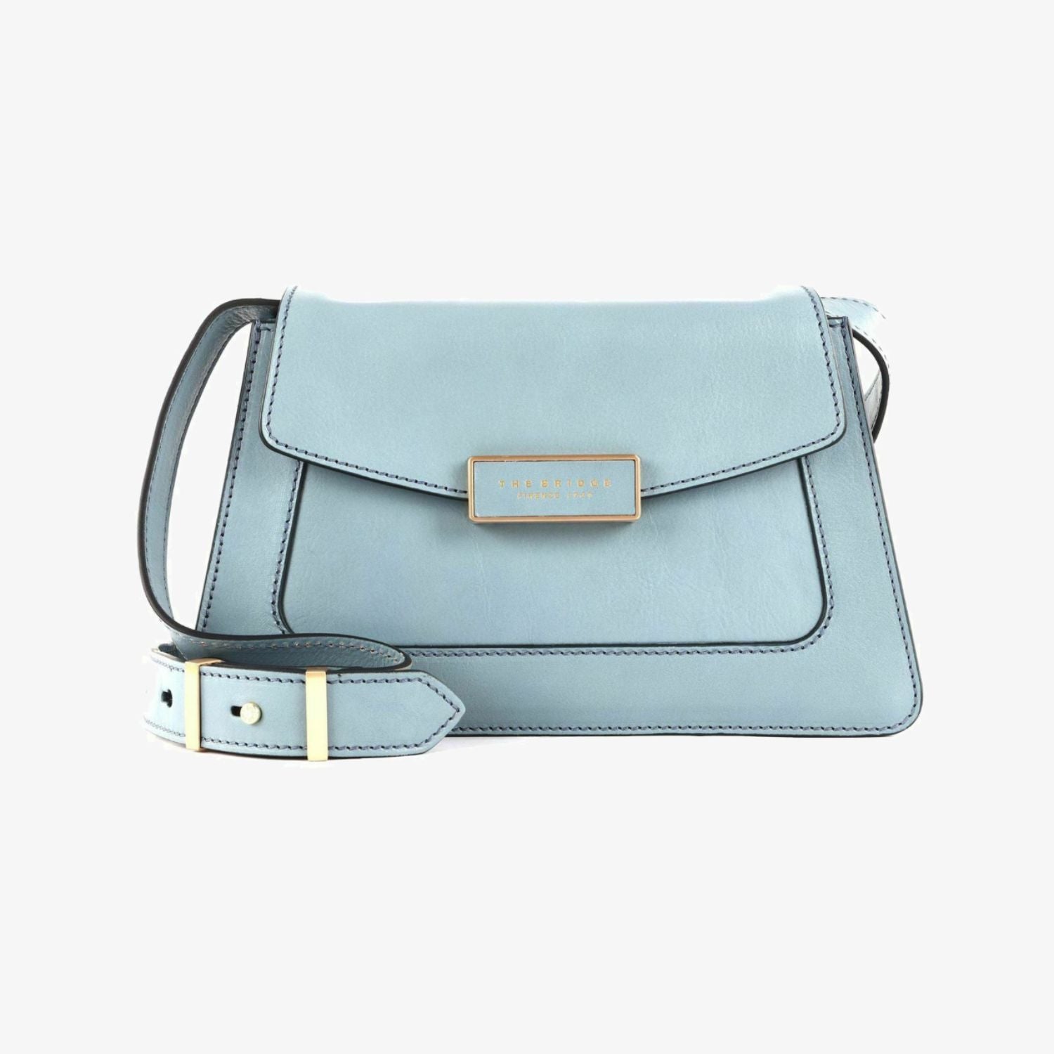 The Bridge- Borsa a tracolla con patta in pelle Ginevra, Azzurra