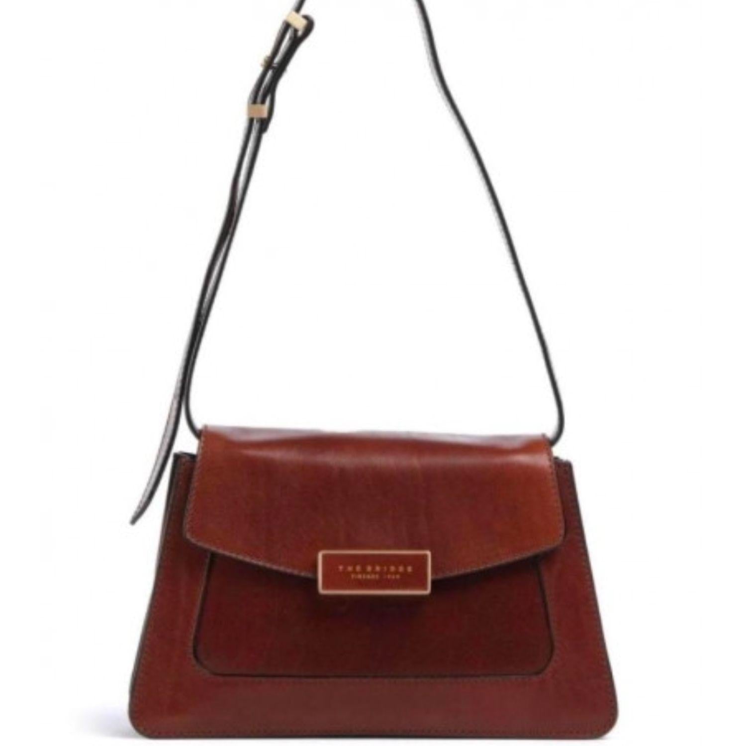 THE BRIDGE - Borsa a tracolla con patta in pelle, Cuoio