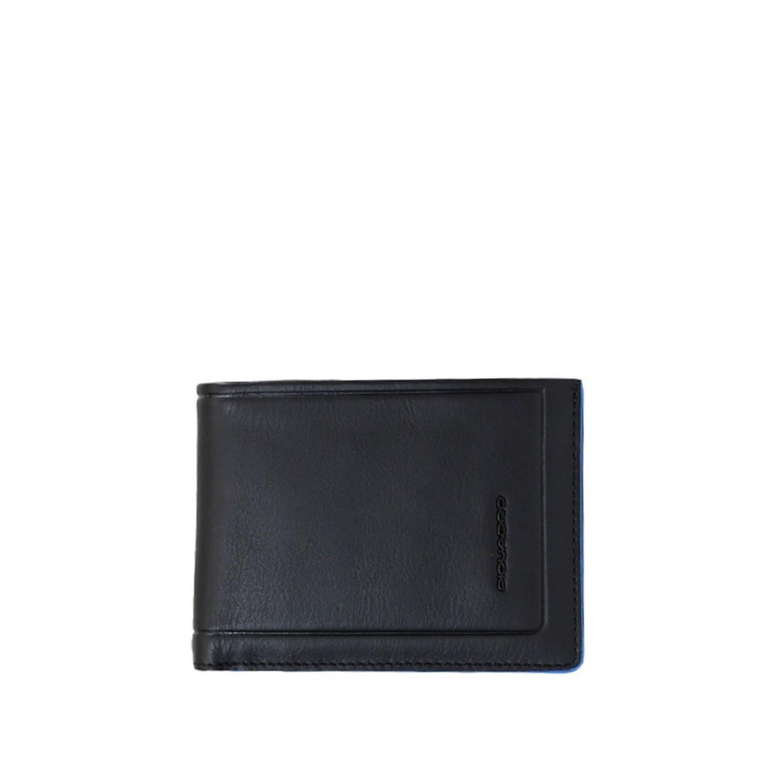 PIQUADRO - Portafoglio con portamonete in pelle, Nero