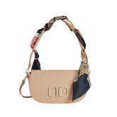 Alviero Martini - Borsa a spalla e a tracolla con foulard, Nocciola