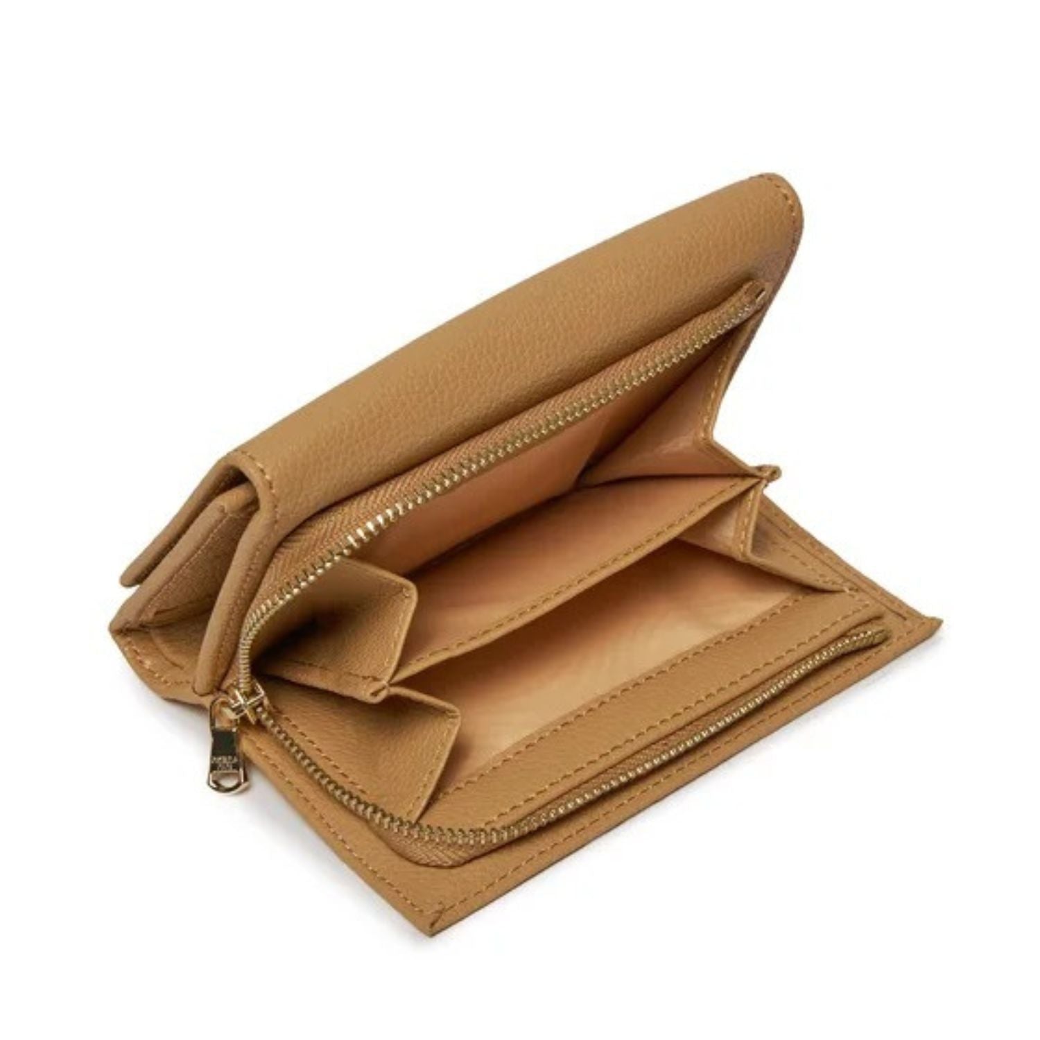 Patrizia Pepe - Portafoglio medio con bottone in pelle martellata, Beige