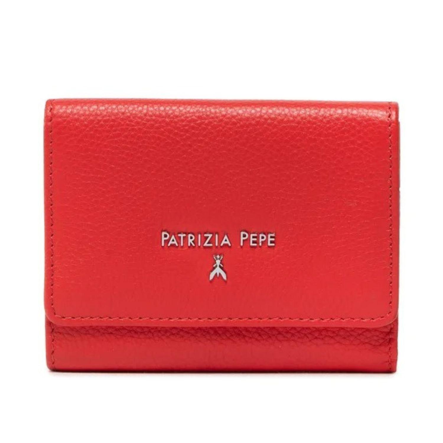 Patrizia Pepe - Portafoglio medio con bottone in pelle martellata Rosso
