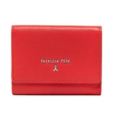 Patrizia Pepe - Portafoglio medio con bottone in pelle martellata Rosso