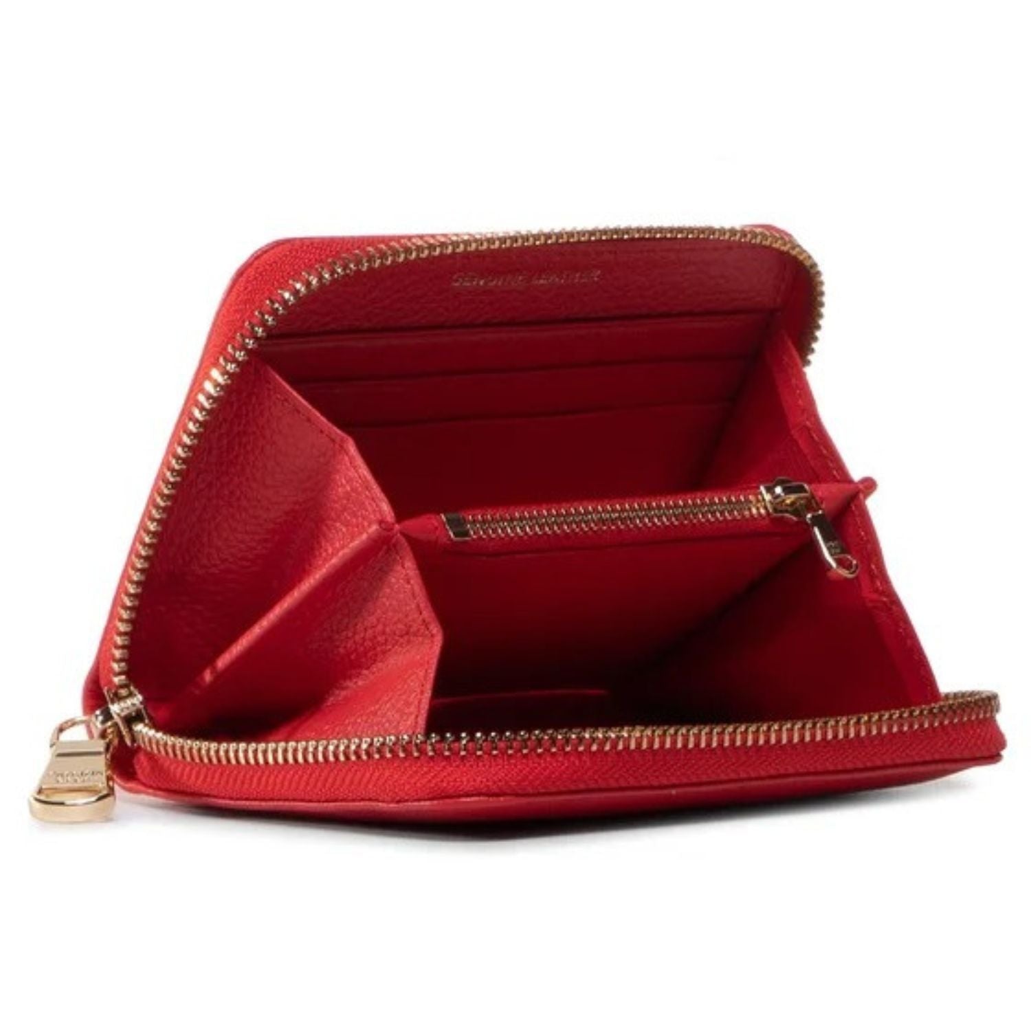 Patrizia Pepe - Portafoglio medio con zip in pelle martellata Rosso