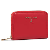 Patrizia Pepe - Portafoglio medio con zip in pelle martellata Rosso