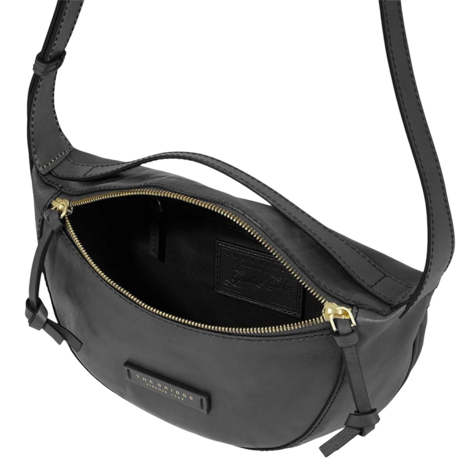 The Bridge - Bum bag marsupio a tracolla medio in pelle, Nero