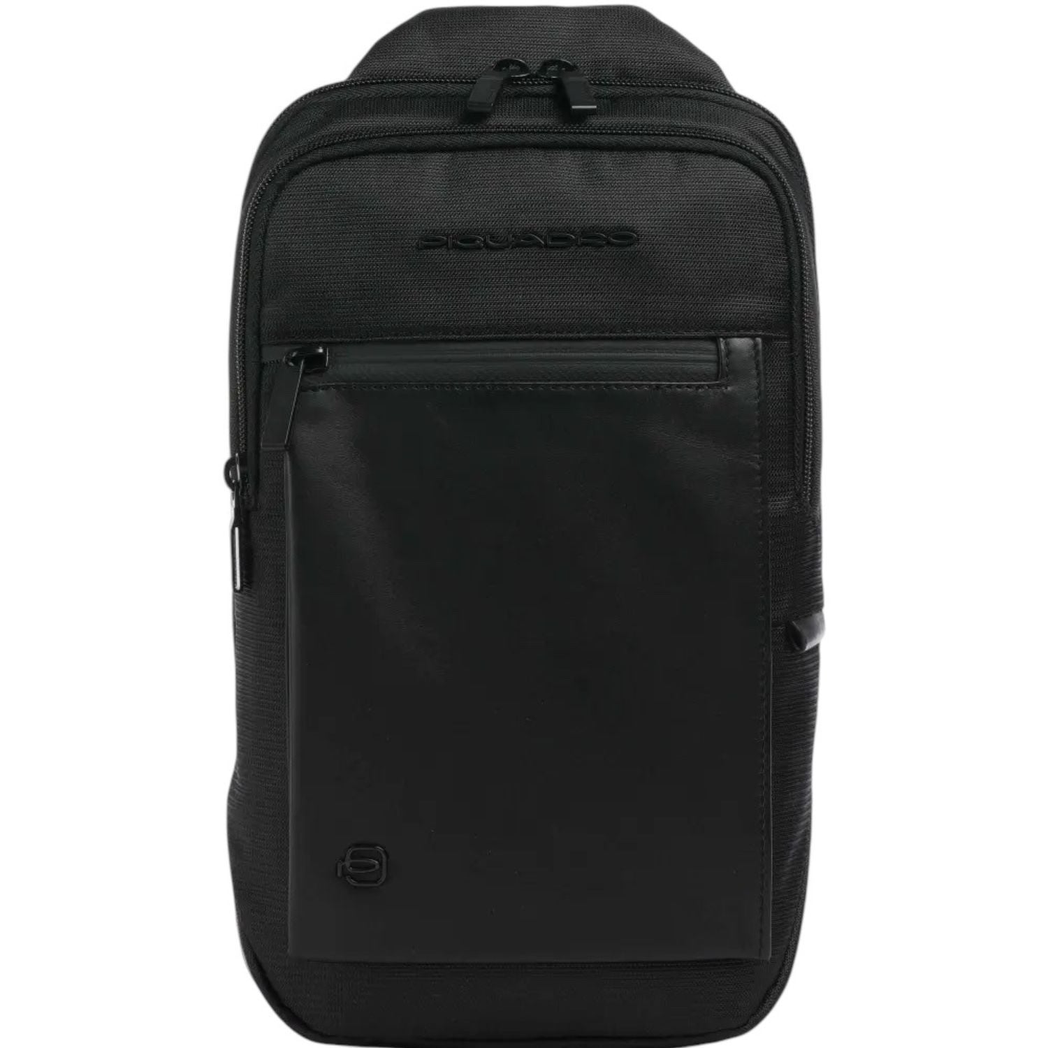 PIQUADRO - Monospalla a zaino in tessuto e pelle, Nero