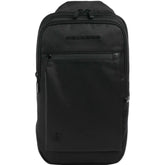 PIQUADRO - Monospalla a zaino in tessuto e pelle, Nero