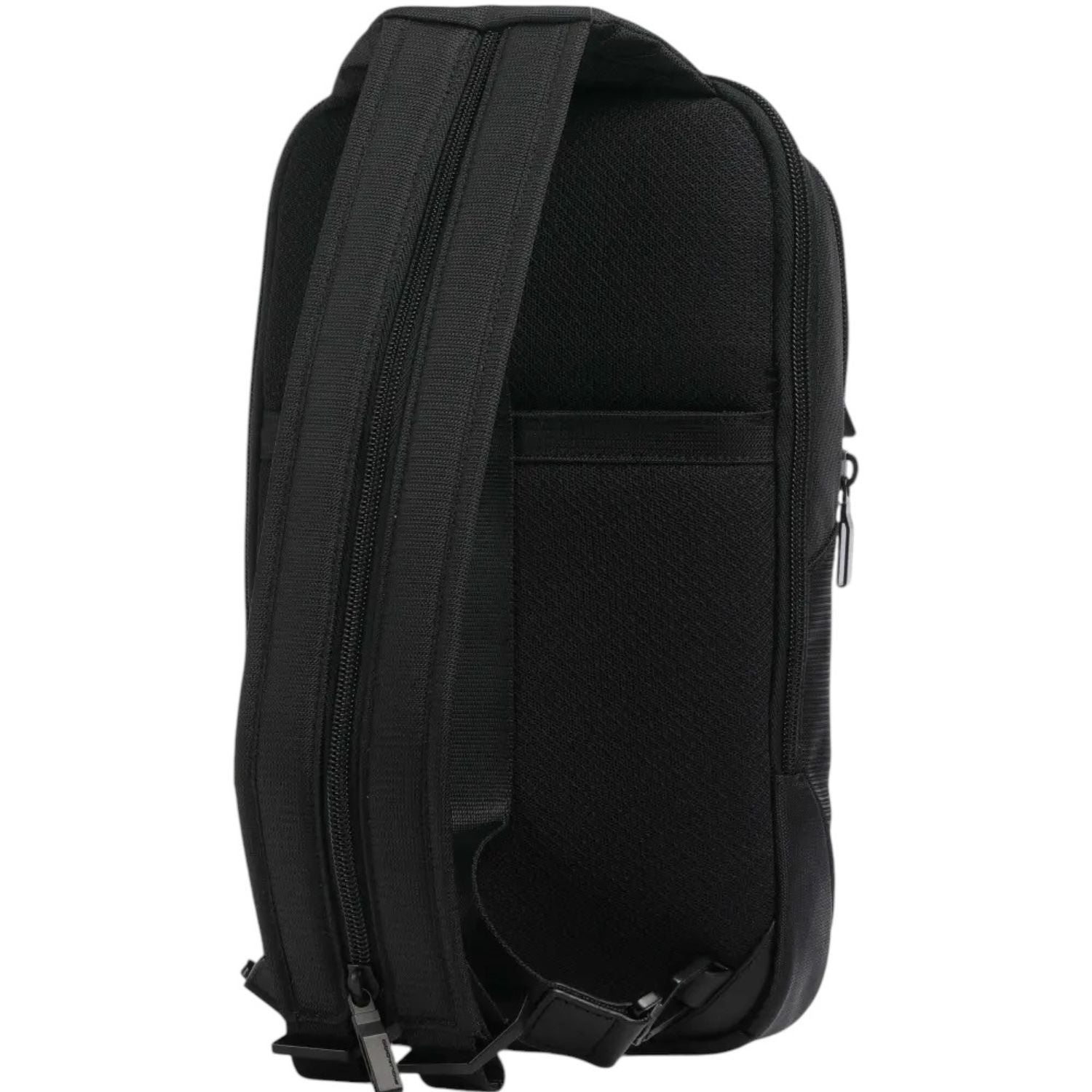 PIQUADRO - Monospalla a zaino in tessuto e pelle, Nero