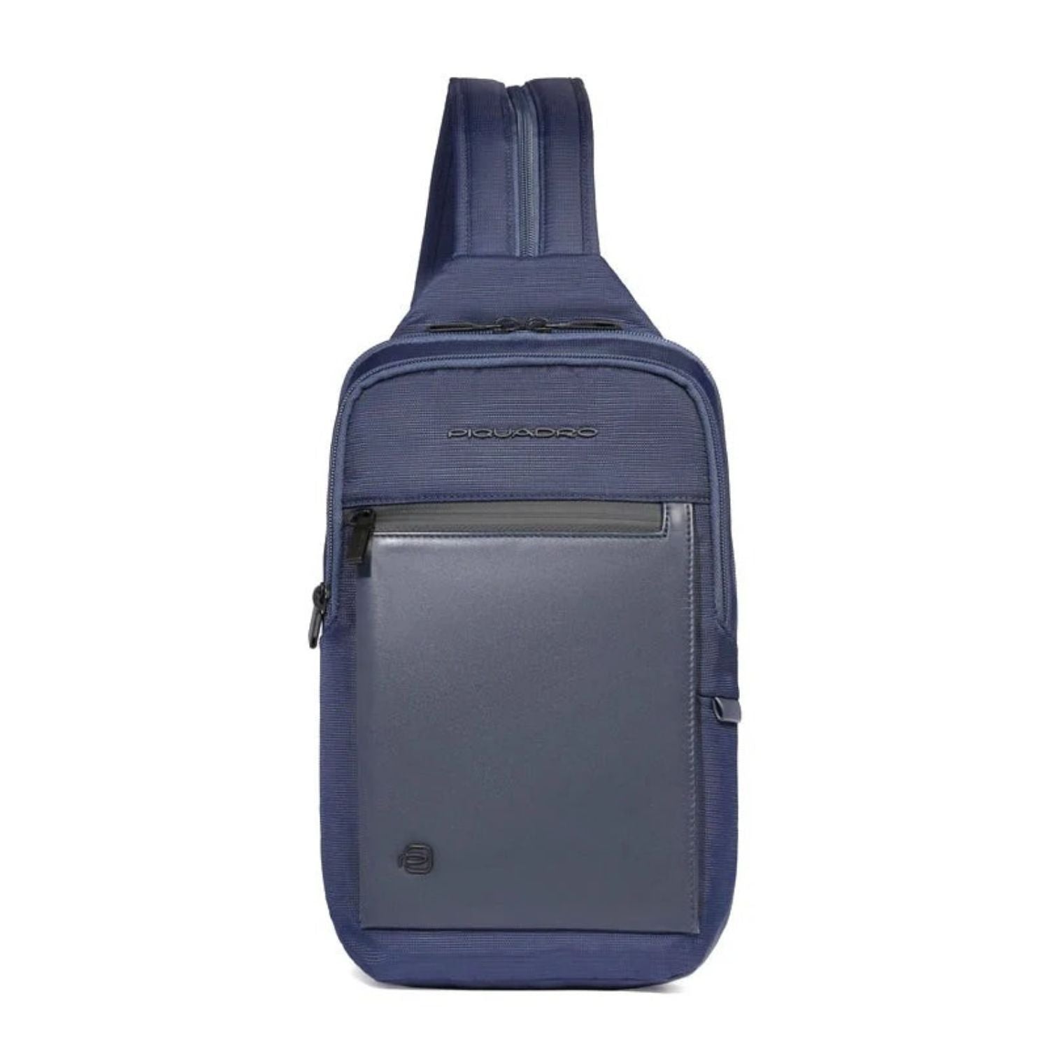 PIQUADRO - Monospalla a zaino in tessuto e pelle, Blu