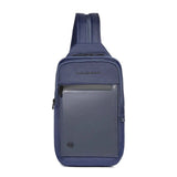 PIQUADRO - Monospalla a zaino in tessuto e pelle, Blu