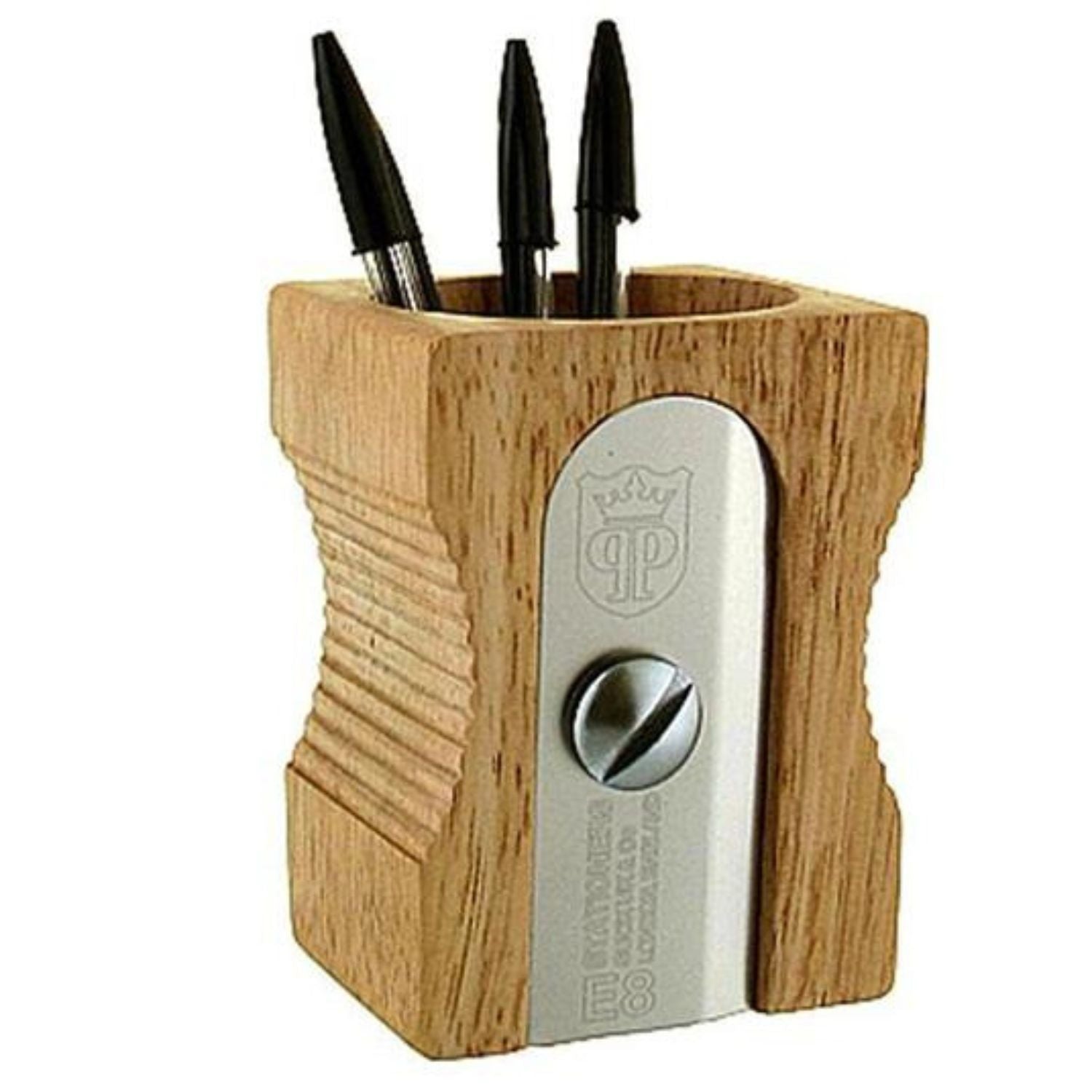 Suck Uk - Porta penne in legno e acciaio, Beige