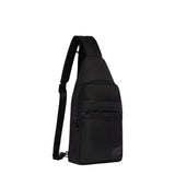 Piquadro - Zaino monospalla in tessuto e pelle, Nero