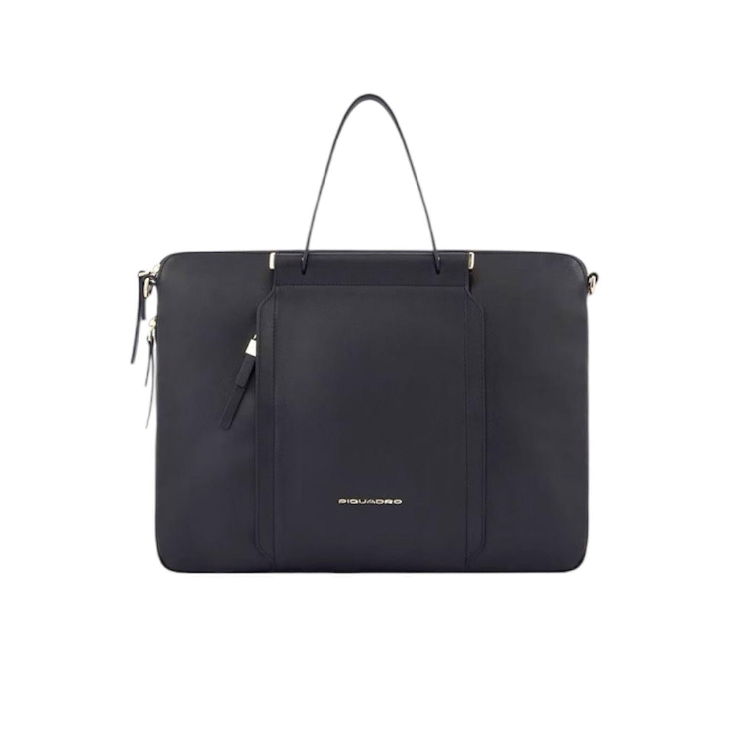 Piquadro - Borsa da lavoro donna in pelle espandibile W92, Nero