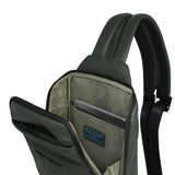 PIQUADRO - Monospalla a zaino in pelle martellata, Verde