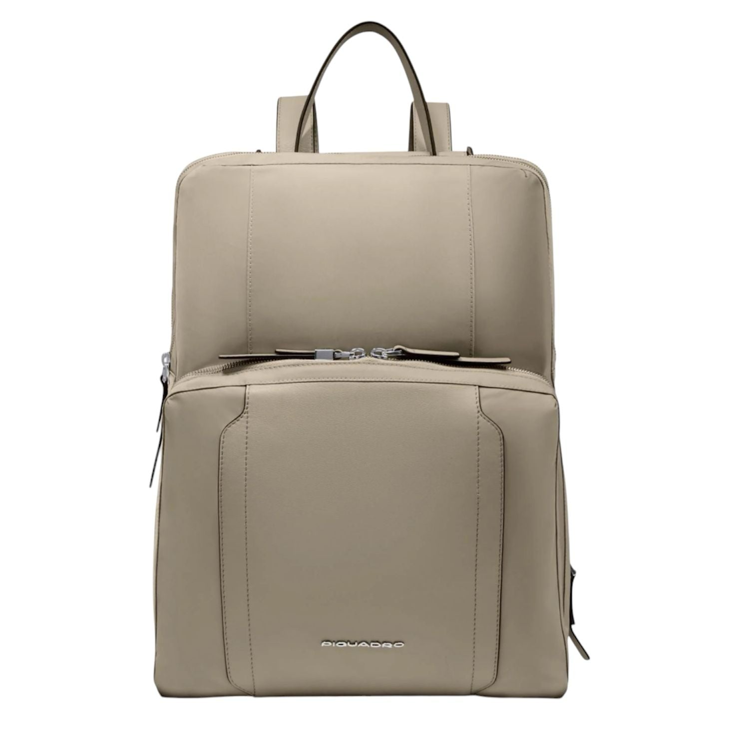 Piquadro - Zaino donna porta pc 15,6" espandibile in tessuto e pelle, Beige
