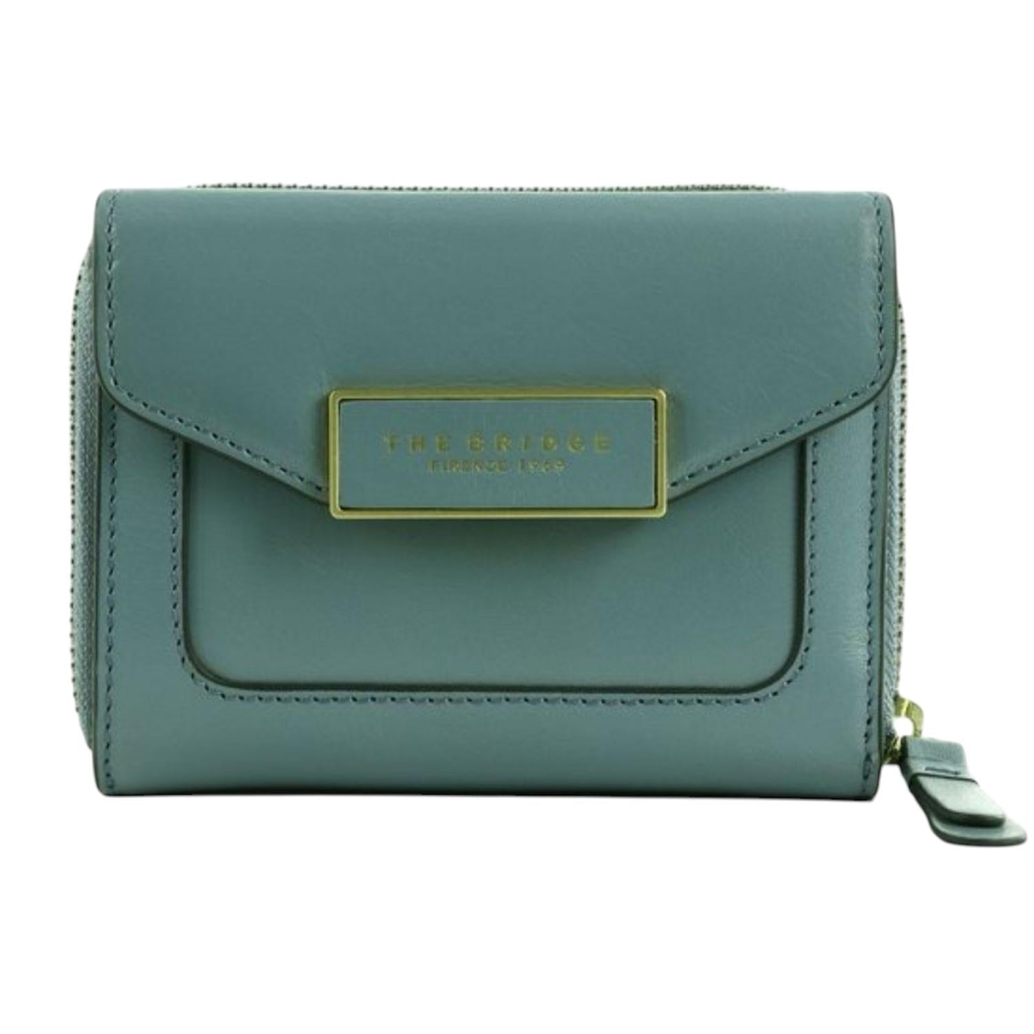 THE BRIDGE - Portafoglio donna medio con bottone Ginevra, Azzurro