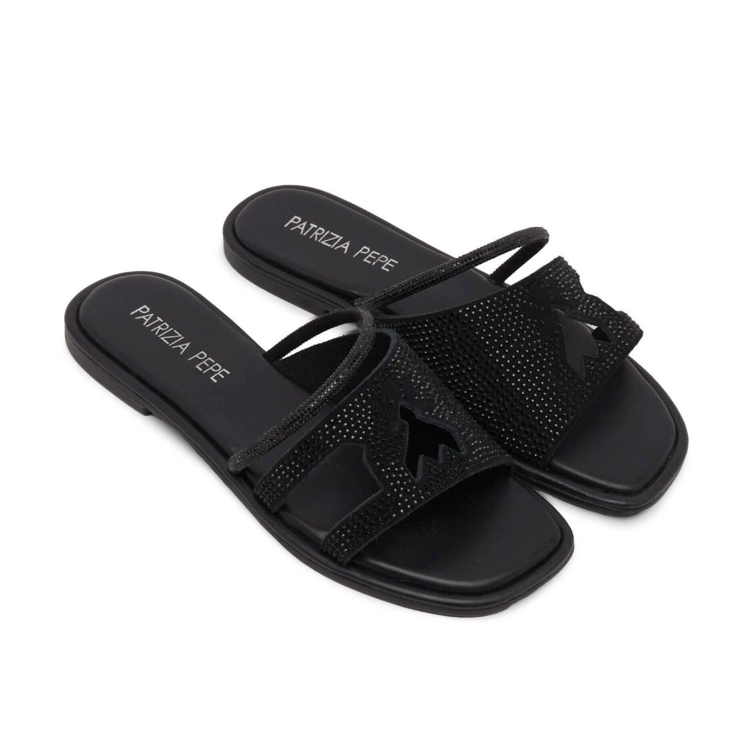 PATRIZIA PEPE - N 38 Ciabattina in pelle con strass, Nero